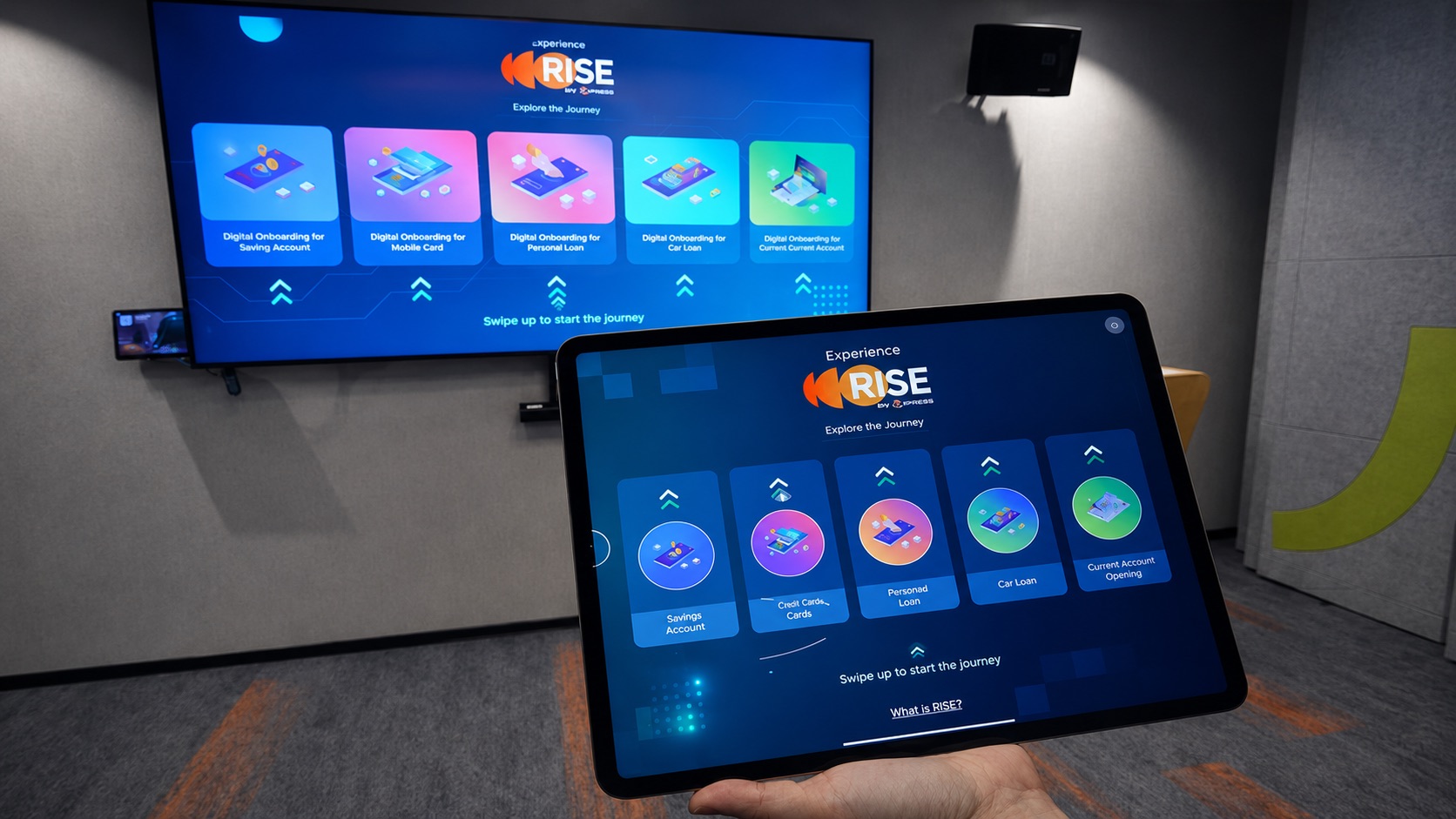 Digital loan service shown through interactive screen